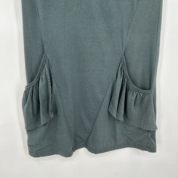 PRAIRIE UNDERGROUND Gray 100% Organic Cotton V-Neck Ruffle Pocket Dress Size XS - Picture 4 of 5
